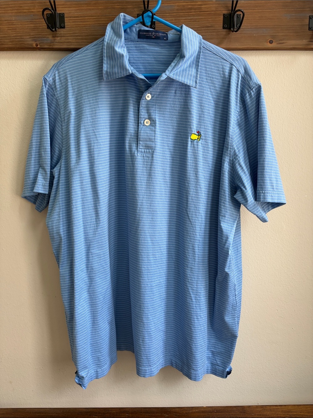 US Masters Clubhouse Collection Blue Striped Polo w/ Embroidered US Masters Logo